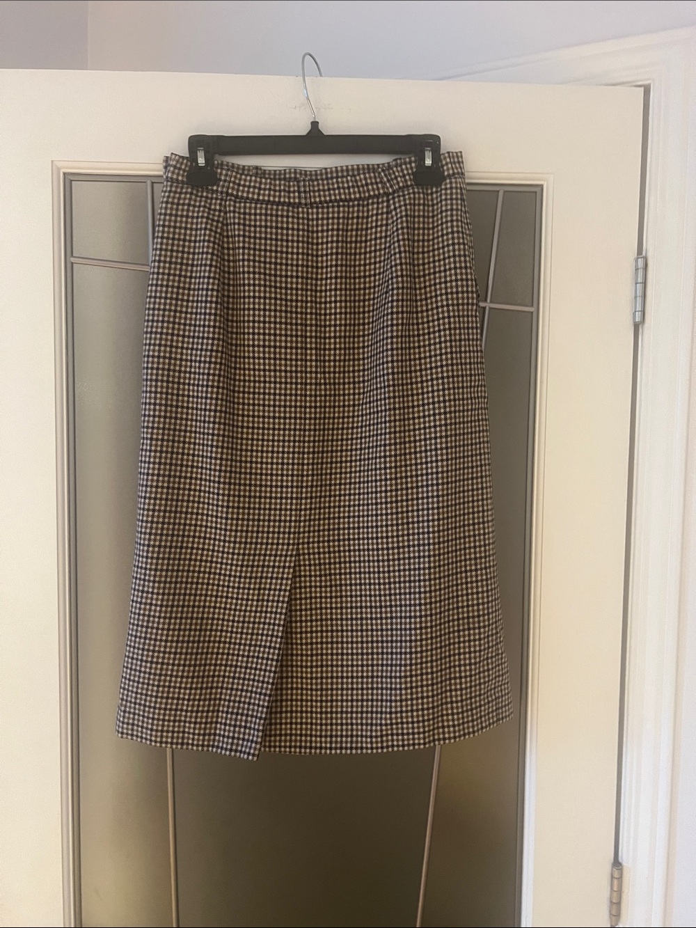 Aquascutum London Plaid Skirt Vintage Navy Tan 8 (fits small) - Picture 5 of 7